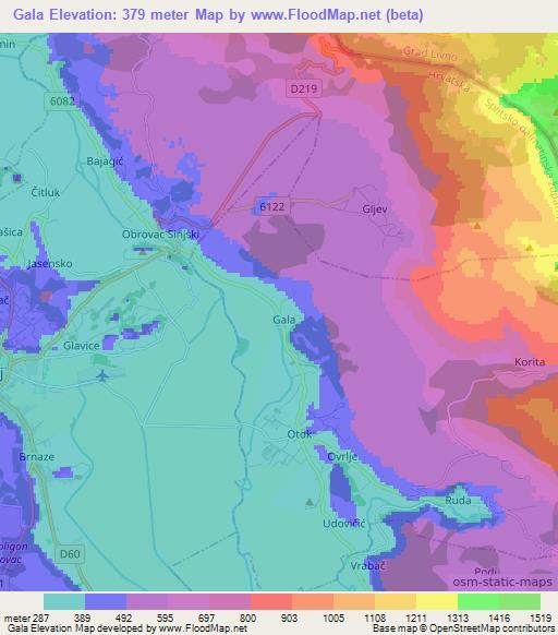 Gala,Croatia Elevation Map