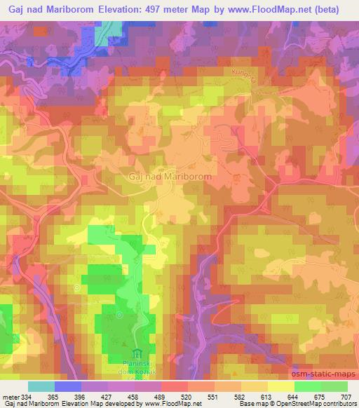 Gaj nad Mariborom,Slovenia Elevation Map