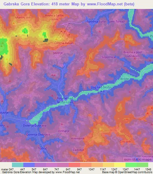 Gabrska Gora,Slovenia Elevation Map