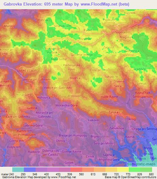 Gabrovka,Slovenia Elevation Map