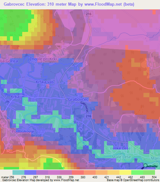 Gabrovcec,Slovenia Elevation Map