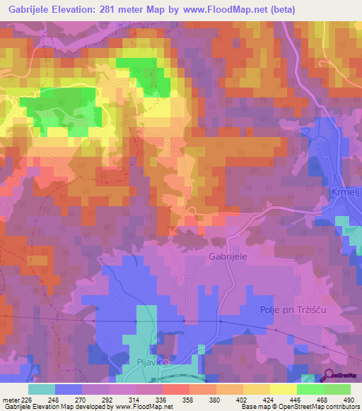 Gabrijele,Slovenia Elevation Map