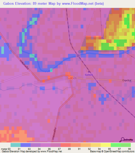 Gabos,Croatia Elevation Map