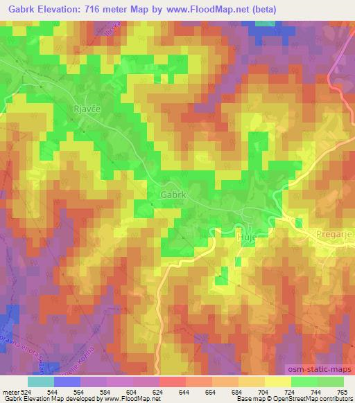 Gabrk,Slovenia Elevation Map