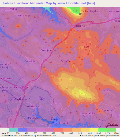 Gabrce,Slovenia Elevation Map