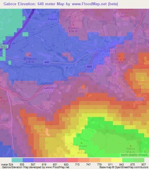 Gabrce,Slovenia Elevation Map