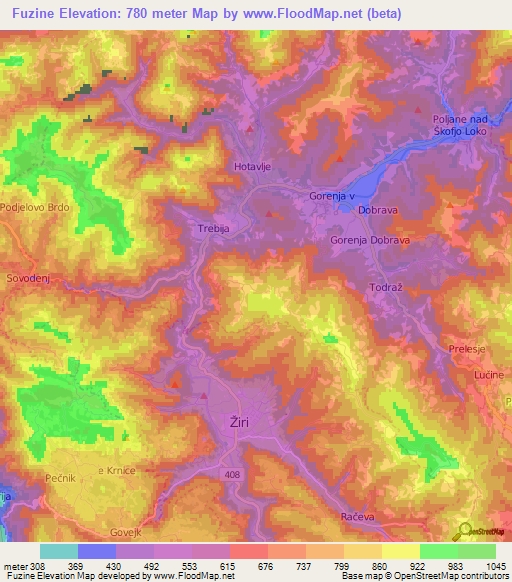 Fuzine,Slovenia Elevation Map