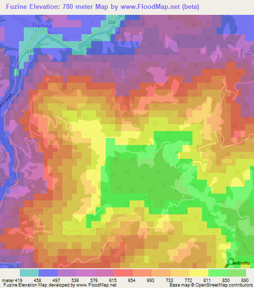 Fuzine,Slovenia Elevation Map