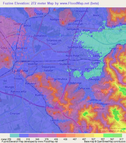 Fuzine,Slovenia Elevation Map