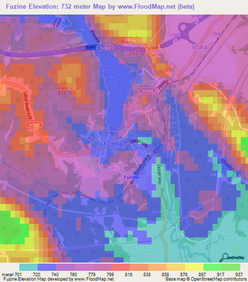 Fuzine,Croatia Elevation Map