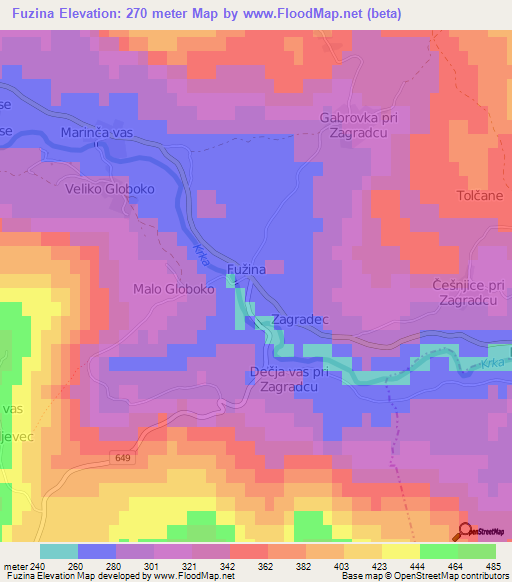 Fuzina,Slovenia Elevation Map