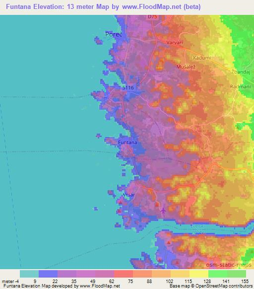 Funtana,Croatia Elevation Map