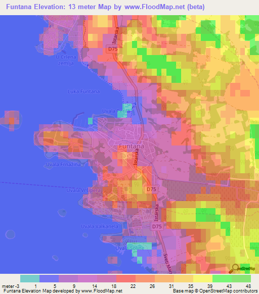 Funtana,Croatia Elevation Map