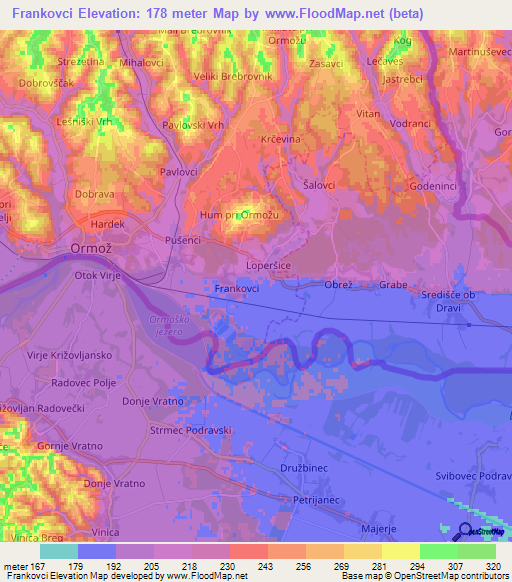 Frankovci,Slovenia Elevation Map