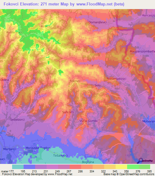 Fokovci,Slovenia Elevation Map