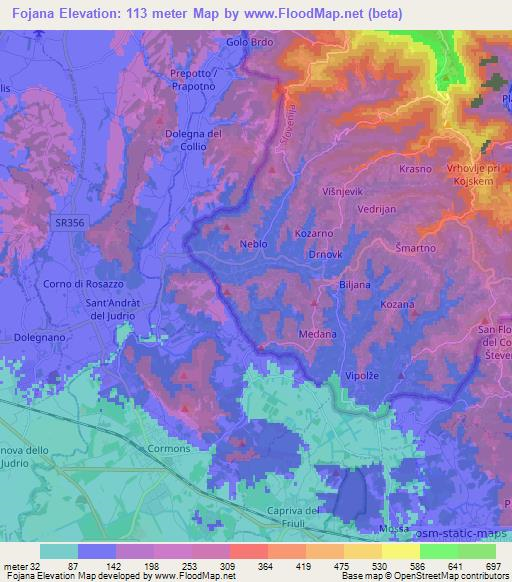 Fojana,Slovenia Elevation Map