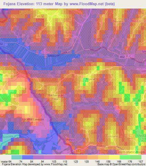 Fojana,Slovenia Elevation Map