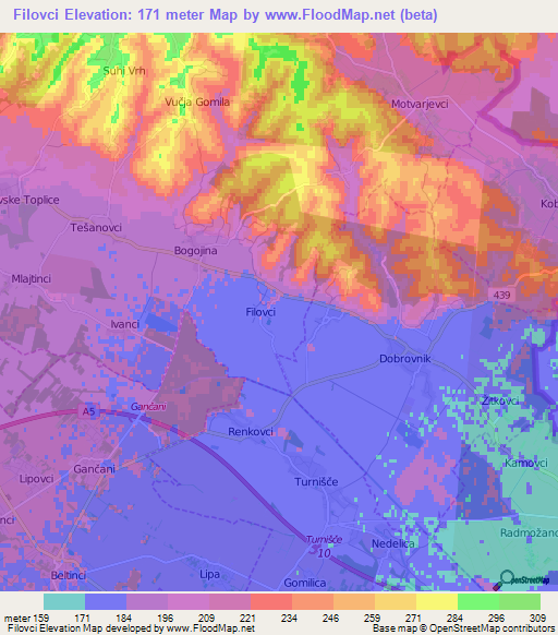 Filovci,Slovenia Elevation Map