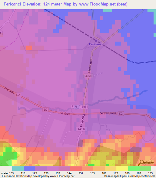 Fericanci,Croatia Elevation Map