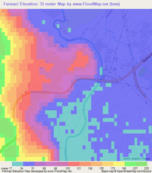 Farmaci,Montenegro Elevation Map