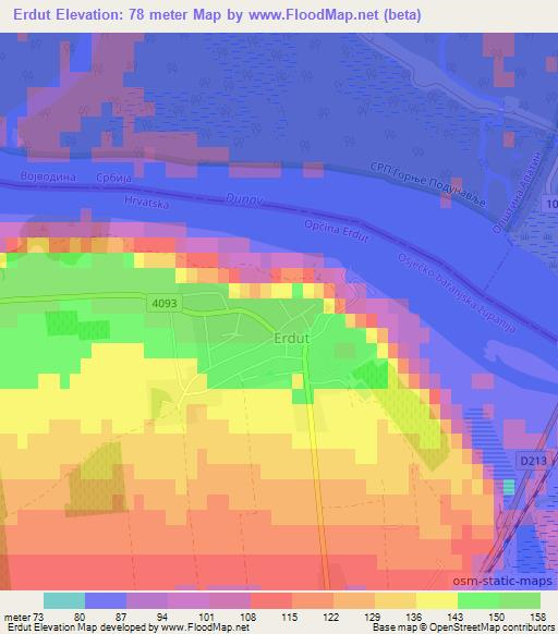 Erdut,Croatia Elevation Map