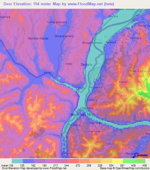 Dvor,Croatia Elevation Map