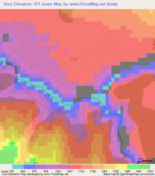 Duzi,Montenegro Elevation Map