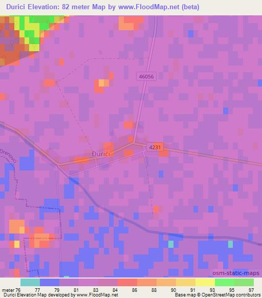 Durici,Croatia Elevation Map
