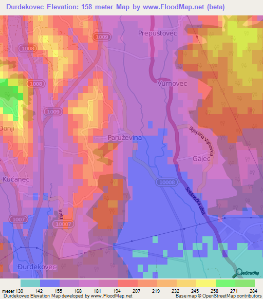 Durdekovec,Croatia Elevation Map