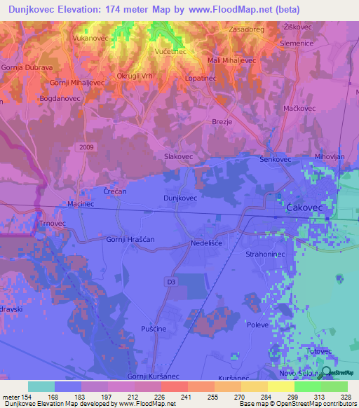 Dunjkovec,Croatia Elevation Map