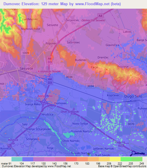 Dumovec,Croatia Elevation Map