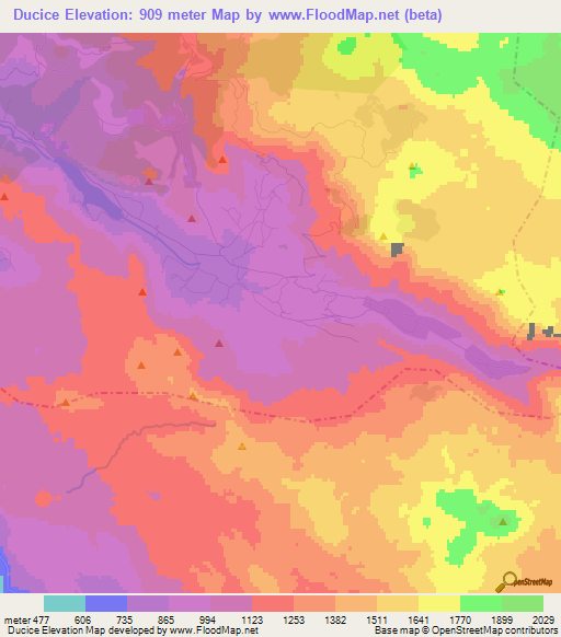 Ducice,Montenegro Elevation Map