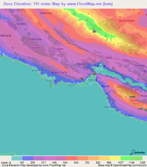 Duce,Croatia Elevation Map