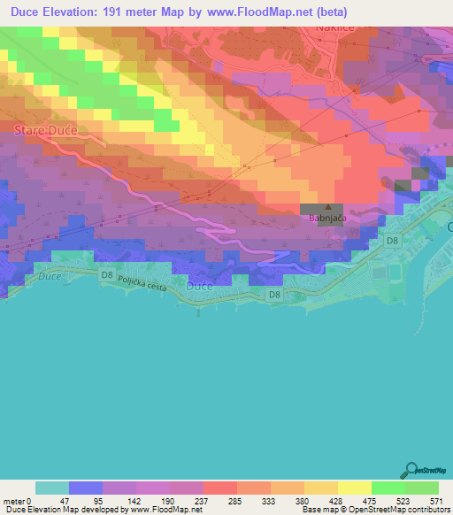 Duce,Croatia Elevation Map