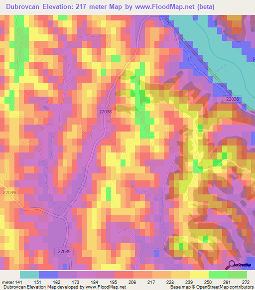 Dubrovcan,Croatia Elevation Map