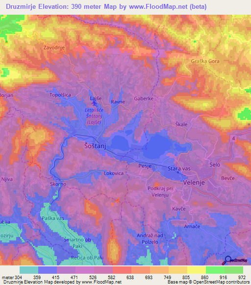 Druzmirje,Slovenia Elevation Map