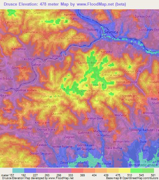 Drusce,Slovenia Elevation Map