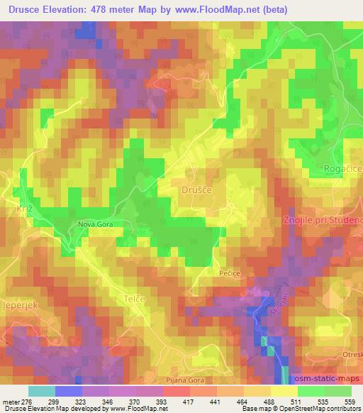 Drusce,Slovenia Elevation Map