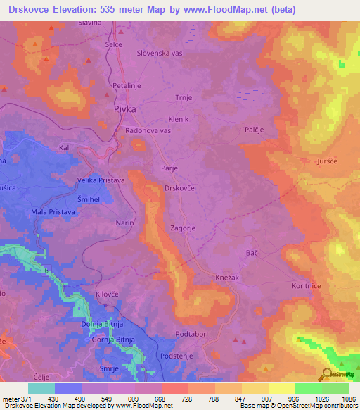 Drskovce,Slovenia Elevation Map