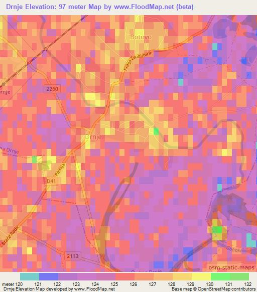 Drnje,Croatia Elevation Map