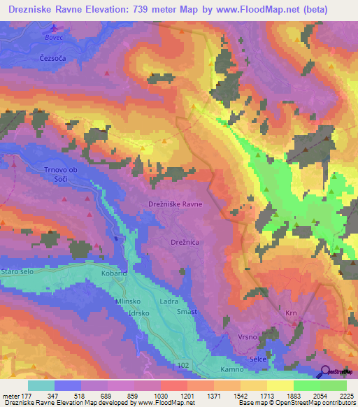 Drezniske Ravne,Slovenia Elevation Map