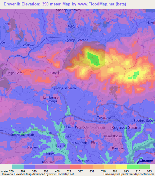 Drevenik,Slovenia Elevation Map