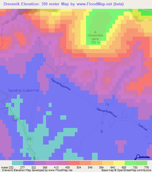 Drevenik,Slovenia Elevation Map