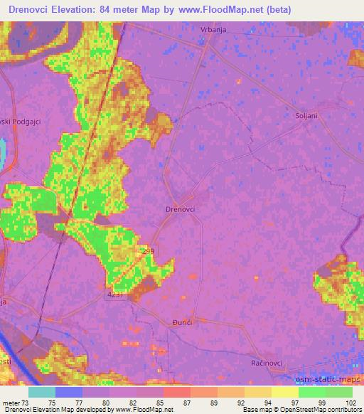 Drenovci,Croatia Elevation Map