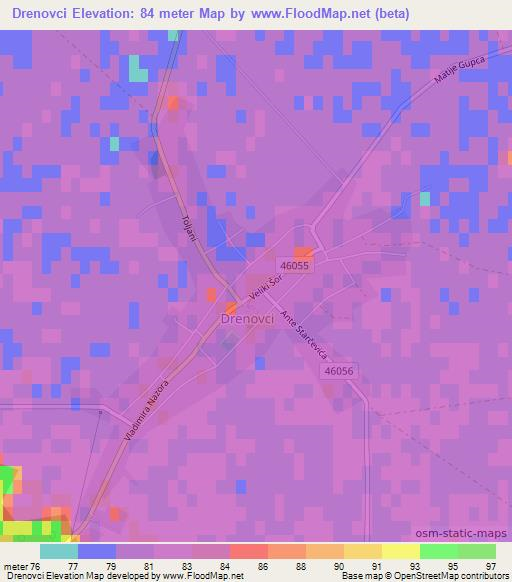 Drenovci,Croatia Elevation Map