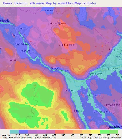 Drenje,Slovenia Elevation Map