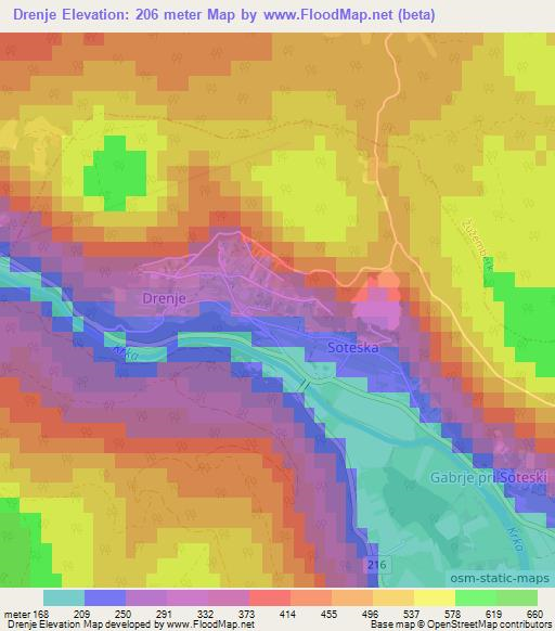 Drenje,Slovenia Elevation Map