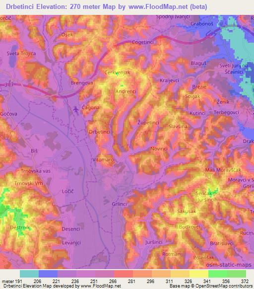 Drbetinci,Slovenia Elevation Map