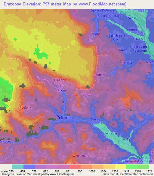 Drazgose,Slovenia Elevation Map