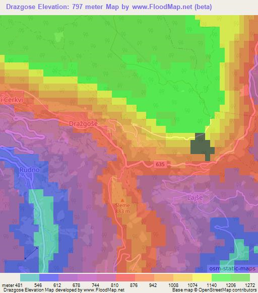 Drazgose,Slovenia Elevation Map